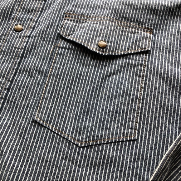 Wrangler Indigo Button-Up Shirt Men’s Size 3XL Blue/White Stripes Long Sleeves - Picture 8 of 16